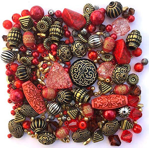 Jewelry Making Beads Mix Starter Kit for Beginners in Purple Red & Green & Jewelry Findings